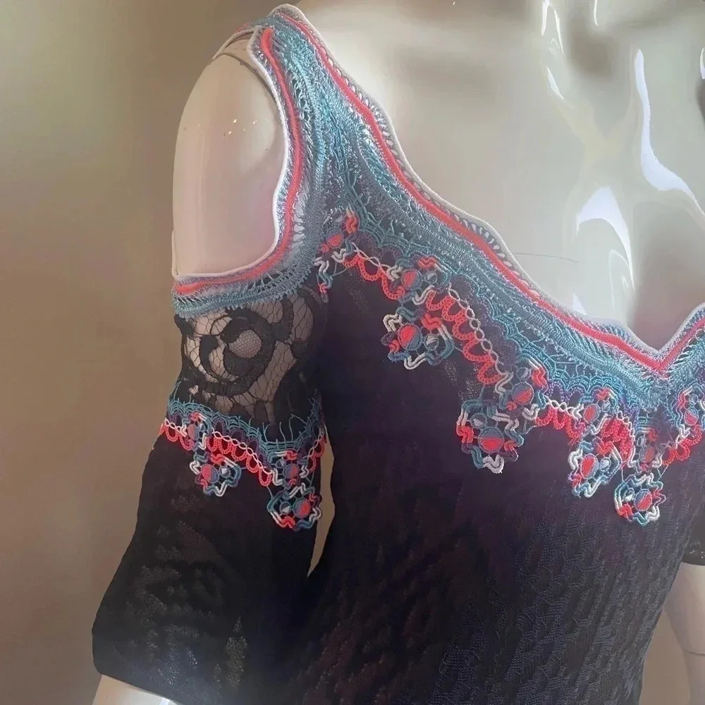 Peter Pilotto Lace Jacquard Knit Cold Shoulder Maxi Dress Size Small.